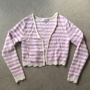 Wild Fable Lavender and Cream Striped Cardigan